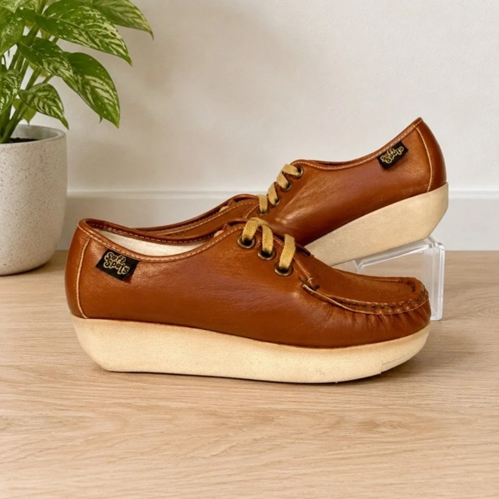 Vintage Soft Spots Cream Puffs Leather‎ Loafers Brown Womens 6.5 USA Comfort